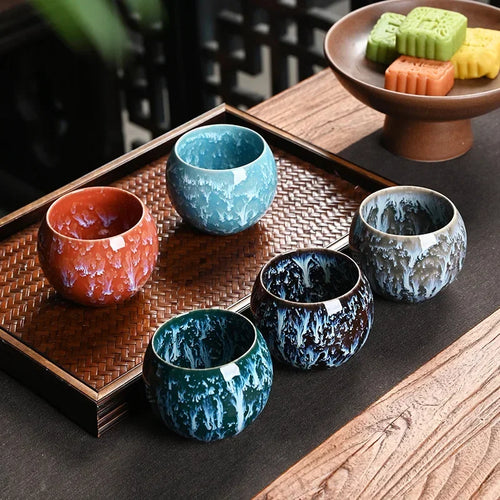 Five Elements Artisan Porcelain Cup Collection – Gift Box Set of 5