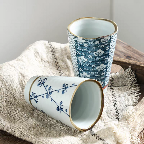 Artisan Hand-Painted Porcelain Cup Collection – Set of 6