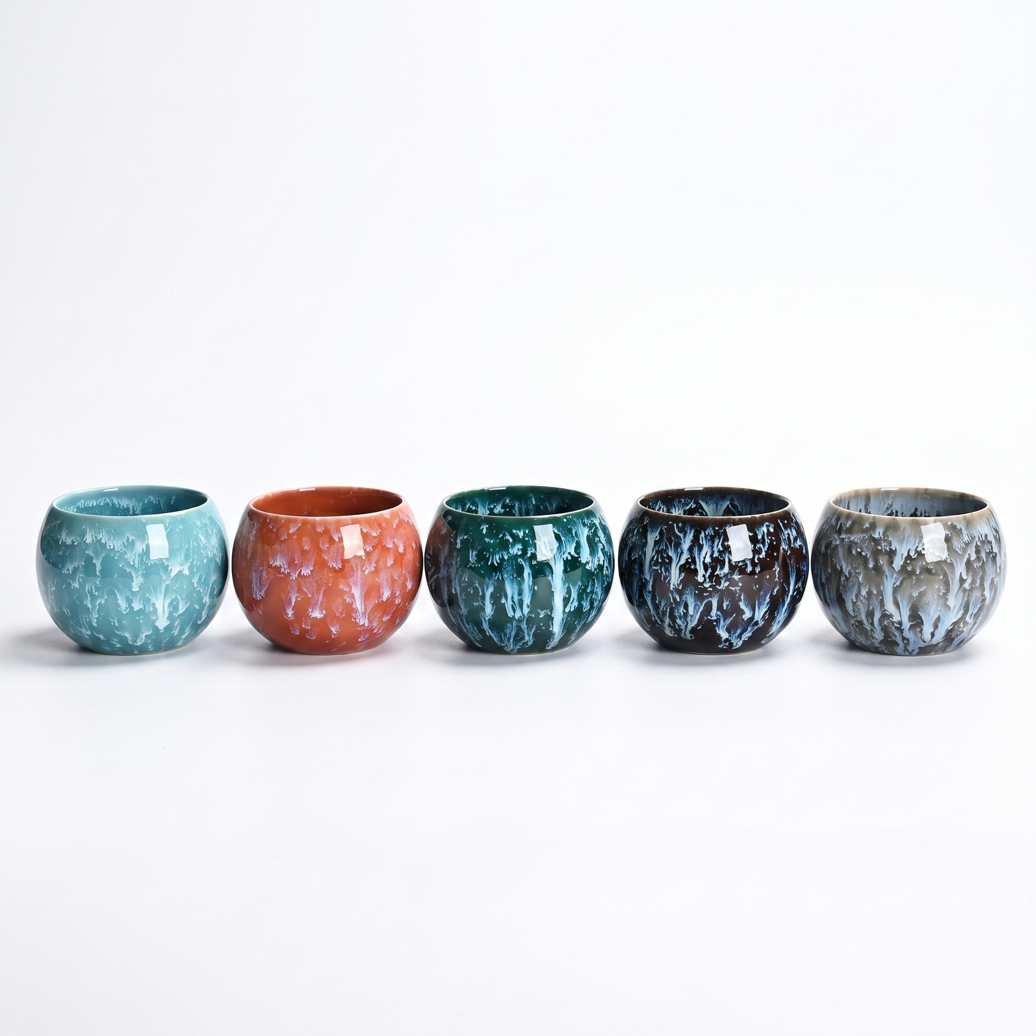 Five Elements Artisan Porcelain Cup Collection – Gift Box Set of 5