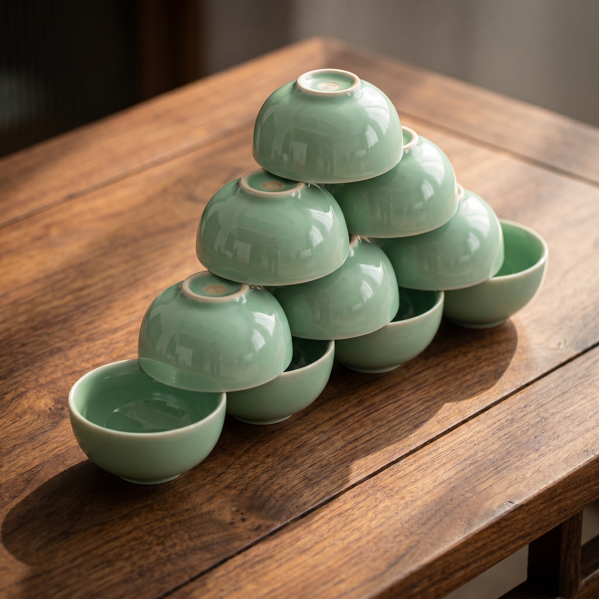 Baishan's Celadon Tea Bowl Collection – Set of 3