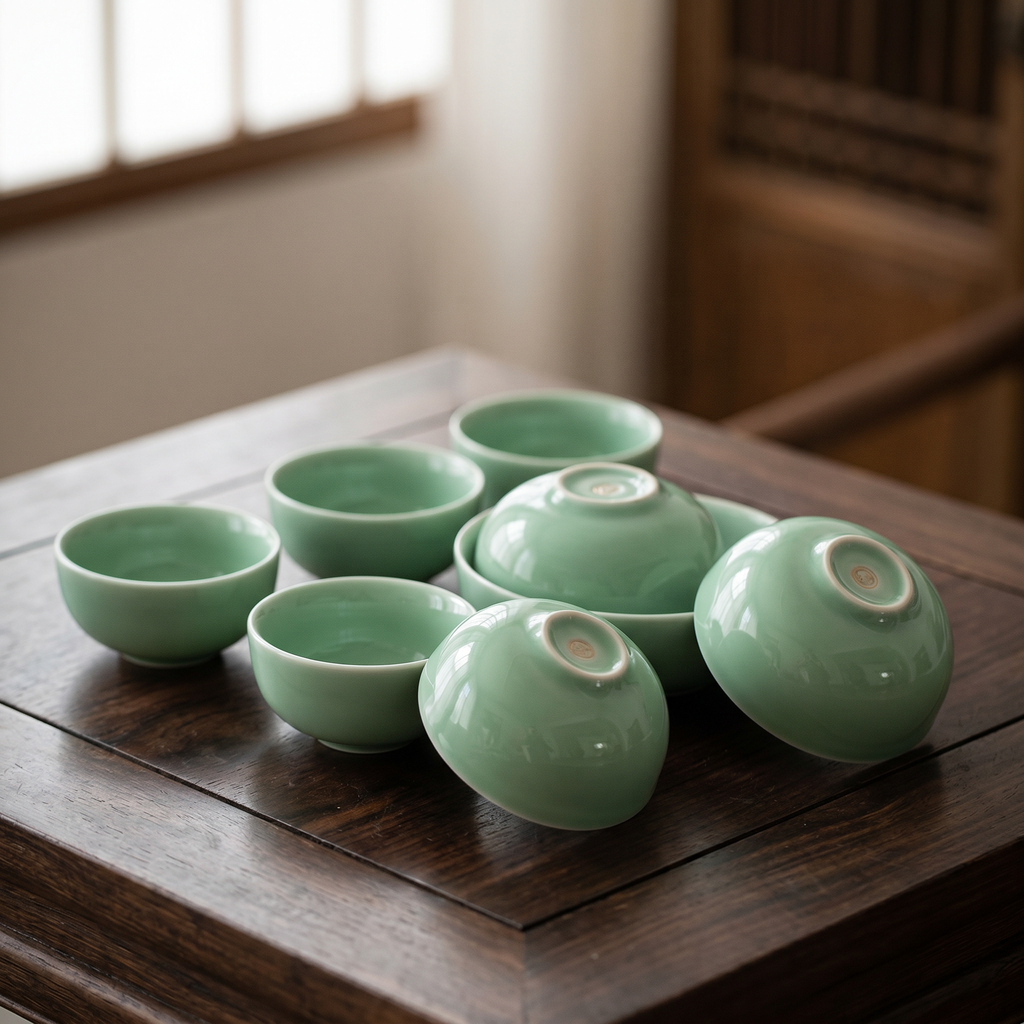 Baishan's Celadon Tea Bowl Collection – Set of 3